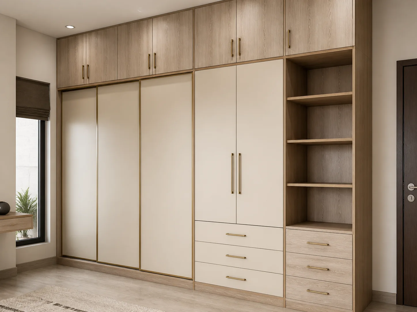 Cream Oak Cupboard Wall